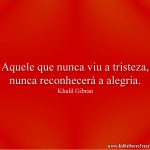 Aquele que nunca viu a tristeza, nunca reconhecerá a alegria.