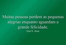 Muitas pessoas perdem as pequenas alegrias enquanto aguardam a grande felicidade.