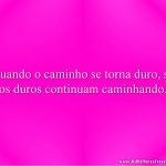 Quando o caminho se torna duro, só os duros continuam caminhando.
