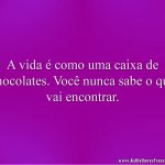 A vida é como uma caixa de chocolates. Você nunca sabe o que vai encontrar.