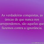 As verdadeiras conquistas, as únicas de que nunca nos arrependemos, são aquelas que fazemos contra a ignorância.