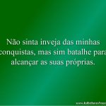 Não sinta inveja das minhas conquistas, mas sim batalhe para alcançar as suas próprias.