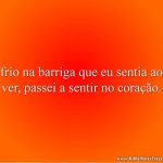 O frio na barriga que eu sentia ao te ver, passei a sentir no coração.