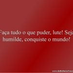 Faça tudo o que puder, lute! Seja humilde, conquiste o mundo!
