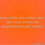 Lute por todos seus sonhos, pois se não o fizer viverá com arrependimento para sempre!
