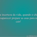 Na incerteza da vida, quando o chão desaparecer prepare as asas para não cair!