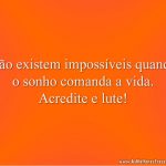 Não existem impossíveis quando o sonho comanda a vida. Acredite e lute!