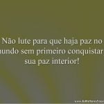 Não lute para que haja paz no mundo sem primeiro conquistar a sua paz interior!