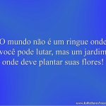 O mundo não é um ringue onde você pode lutar, mas um jardim onde deve plantar suas flores!