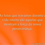 As lutas que travamos durante a vida inteira são aquelas que mostram a força da nossa perseverança.