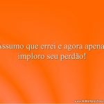 Assumo que errei e agora apenas imploro seu perdão!