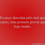 Eu peço desculpa pelo mal que causei, mas prometo provar que hoje mudei.