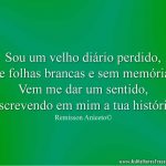 Sou um velho diário perdido, de folhas brancas e sem memória. Vem me dar um sentido, escrevendo em mim a tua história