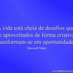 A vida está cheia de desafios que, se aproveitados de forma criativa, transformam-se em oportunidades.