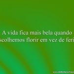 A vida fica mais bela quando escolhemos florir em vez de ferir.