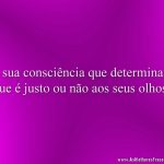 É sua consciência que determina o que é justo ou não aos seus olhos!