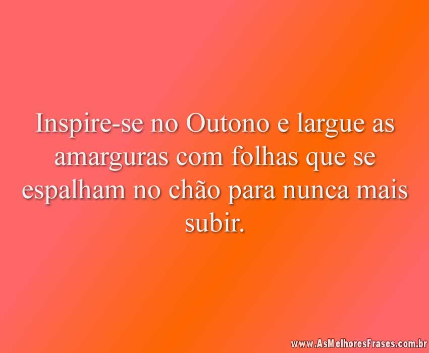 Inspire-se no Outono e largue as amarguras com folhas que se espalham no chão para nunca mais subir.