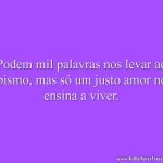 Podem mil palavras nos levar ao abismo, mas só um justo amor nos ensina a viver.