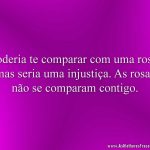Poderia te comparar com uma rosa, mas seria uma injustiça. As rosas não se comparam contigo.