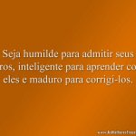 Seja humilde para admitir seus erros, inteligente para aprender com eles e maduro para corrigi-los.