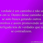 A verdade é um caminho e não um fim em si. Dentro desse caminho ela se auto busca gerando outros caminhos e assim promovendo uma interligada teia de verdades que não se contradizem.