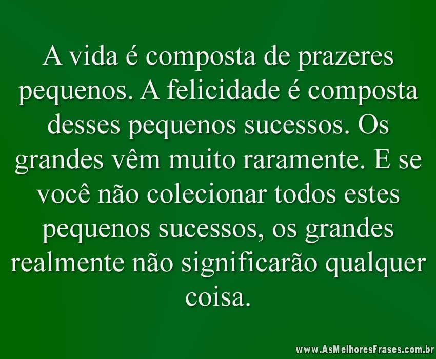 A Vida é Composta De Prazeres Pequenos As Melhores Frases