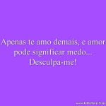 Apenas te amo demais, e amor pode significar medo... Desculpa-me!