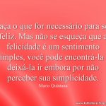 Faça o que for necessário para ser feliz. Mas não se esqueça que a felicidade é um sentimento simples, você pode encontrá-la e deixá-la ir embora por não perceber sua simplicidade.