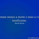 Temam menos a morte e mais a vida insuficiente.