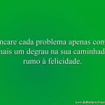 Encare cada problema apenas como mais um degrau na sua caminhada rumo à felicidade.