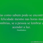 Mas como sabem pode-se encontrar a felicidade mesmo nas horas mais sombrias, se a pessoa se lembrar de acender a luz.