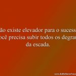 Não existe elevador para o sucesso, você precisa subir todos os degraus da escada.