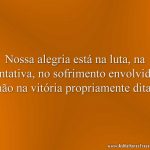 Nossa alegria está na luta, na tentativa, no sofrimento envolvido, não na vitória propriamente dita.