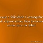 Porque a felicidade é consequência de alguma coisa, faça as coisas certas para ser feliz!