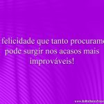 A felicidade que tanto procuramos pode surgir nos acasos mais improváveis!