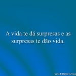 A vida te dá surpresas e as surpresas te dão vida.