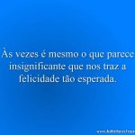Às vezes é mesmo o que parece insignificante que nos traz a felicidade tão esperada.