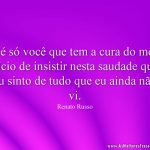 E é só você que tem a cura do meu vício de insistir nesta saudade que eu sinto de tudo que eu ainda não vi.