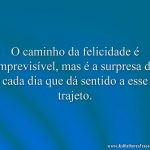 O caminho da felicidade é imprevisível, mas é a surpresa de cada dia que dá sentido a esse trajeto.