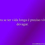 Para se ter vida longa é preciso viver devagar.