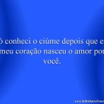 Só conheci o ciúme depois que em meu coração nasceu o amor por você.