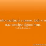 Tenho paciência e penso: todo o mal traz consigo algum bem.