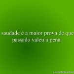 A saudade é a maior prova de que o passado valeu a pena.