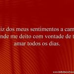 Fiz dos meus sentimentos a cama onde me deito com vontade de te amar todos os dias.