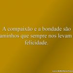 A compaixão e a bondade são caminhos que sempre nos levam à felicidade.