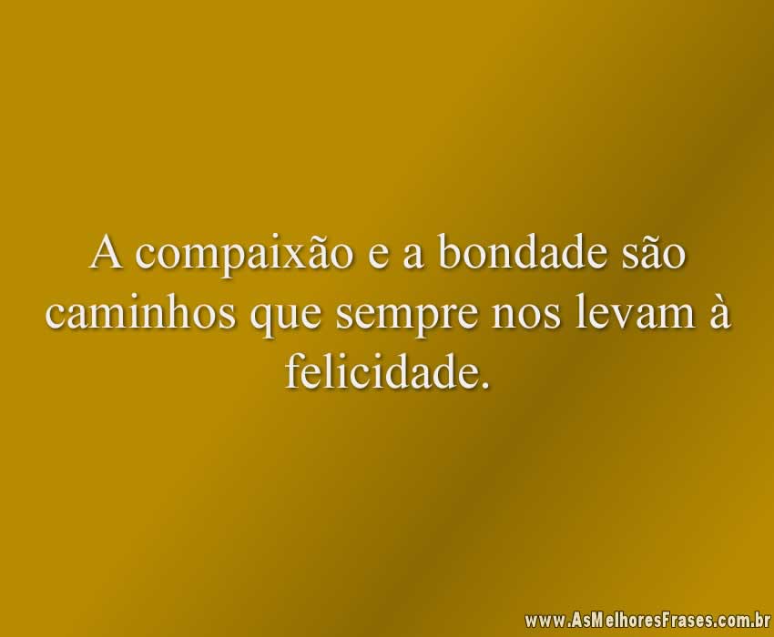 A compaixão e a bondade são caminhos que sempre nos levam à felicidade.