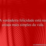 A verdadeira felicidade está nas coisas mais simples da vida.