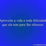 Aproveite a vida e toda felicidade que ela tem para lhe oferecer.