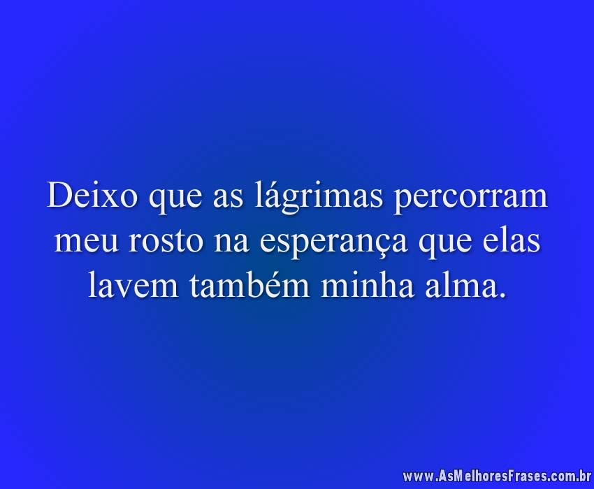 Deixo que as lágrimas percorram meu rosto na esperança que elas lavem também minha alma.