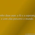 Tenho duas asas: a fé e a esperança, e com elas percorro o mundo.
